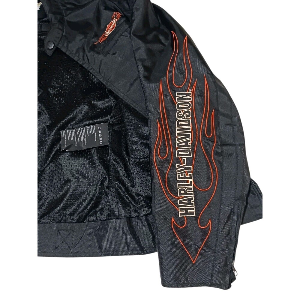 Harley Davidson Motorcycle Jacket Men's Large Black Nylon Lined Logo Spell Out - Picture 7 of 11
